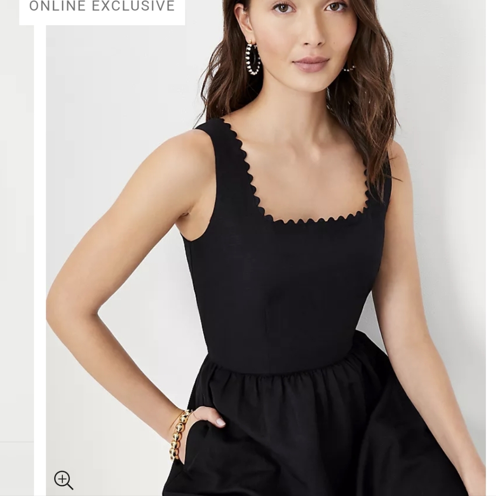 NWT ANN TAYLOR LINEN SCALLOPED DRESS SIZE 2